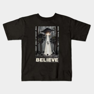 I Want To Believe Betty Boop UFO Abduction Parody Kids T-Shirt